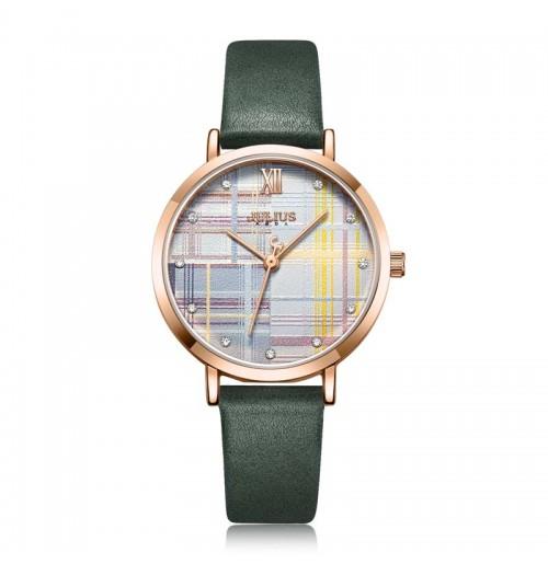 ĐỒNG HỒ NỮ JA-1133D JULIUS HÀN QUỐC DÂY DA (XANH LÁ)