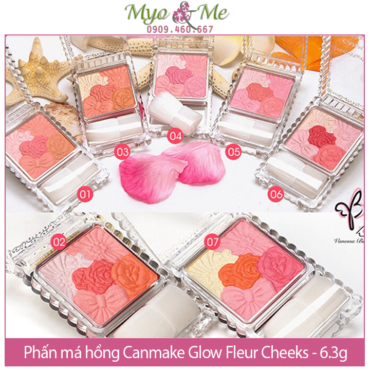 Phấn má hồng Canmake Glow Fleur Cheeks Nhật Bản, có nhũ - 6.3g