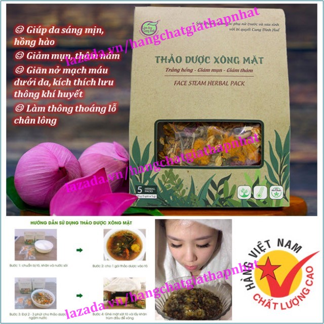 [25gr] Hộp 5 gói thảo dược xông mặt Bảo Nhiên, Làm Đẹp Cung Đình (Việt Nam)