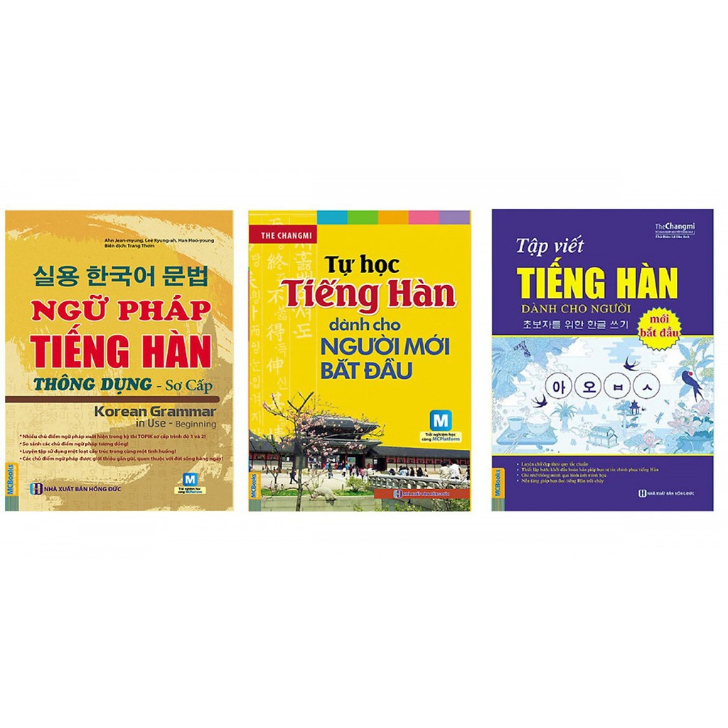 Sách - Combo Ngữ pháp tiếng Hàn thông dụng sơ cấp + Tự Học Tiếng Hàn Dành Cho Người Mới Bắt Đầu + Tập viết tiếng Hàn