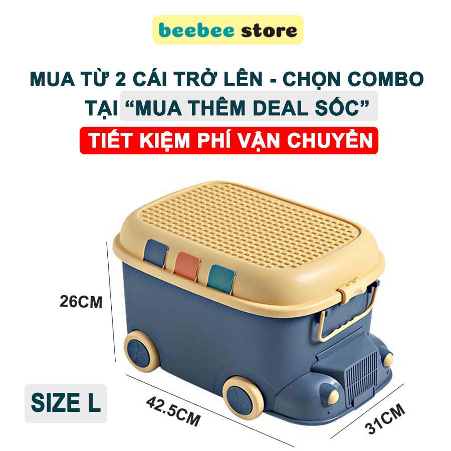 Thùng đựng đồ chơi cho bé có bánh xe, combo 2 thùng đựng đồ chơi q013 siêu lớn