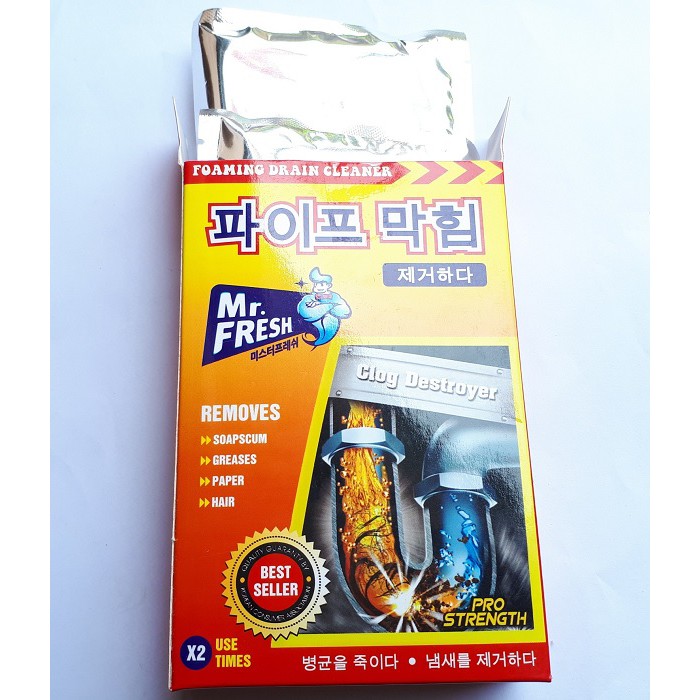 Hộp 2 gói bột thông cống Mr. Fresh Hàn Quốc 100g (2 gói 100g/hộp)