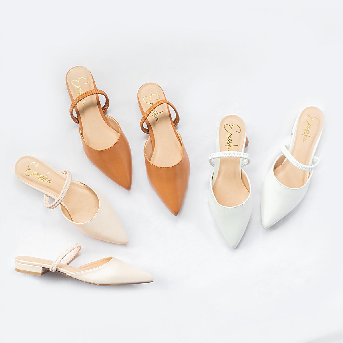 Giày nữ, giày cao gót slingback mũi nhọn cao 2cm phối dây thời trang kiểu dáng basic - EL002 (NU)