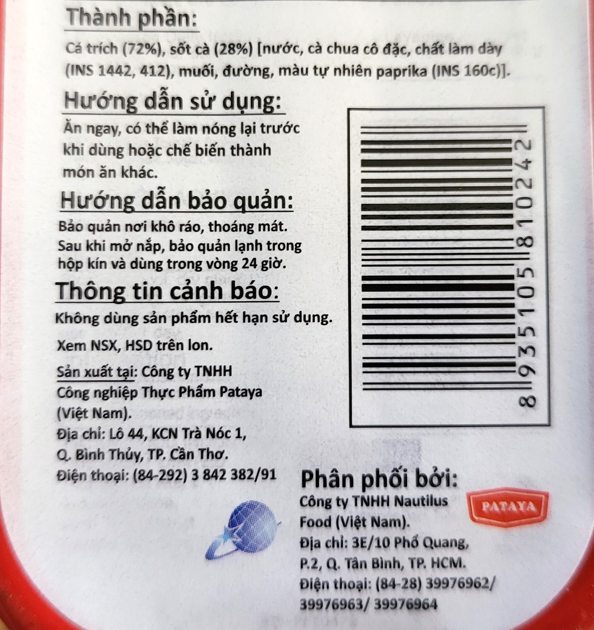 SEA CROWN (hộp DẸT ĐỎ 125g) CÁ TRÍCH SỐT CÀ Sardines in tomato sauce (HALAL)