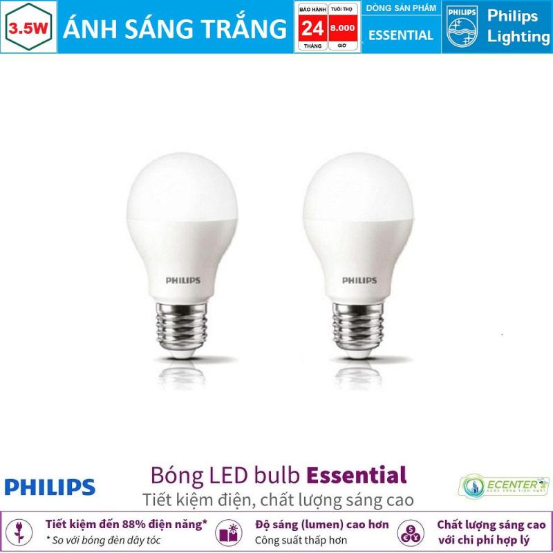 ( Bộ 2 ) Bóng LED Bulb Philips Essential 3.5W E27 ( Ánh sáng trắng & vàng )