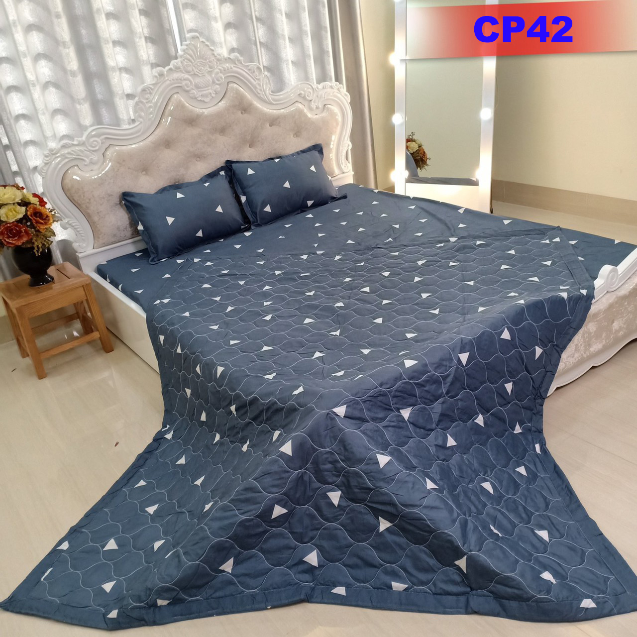 Bộ Chăn Ga Gối 5 MÓn 1m8x2m GHI (1 Drap + 2 Vỏ Gối Nằm + 1 Chăn Hè + 1 Vỏ Gối Ôm)