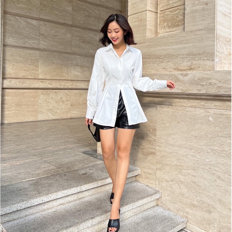 [Nhập mã LAZFASHION34-giảm 15% tối đa 99k/600k]SAP - Áo sơ mi chiết eo Nin