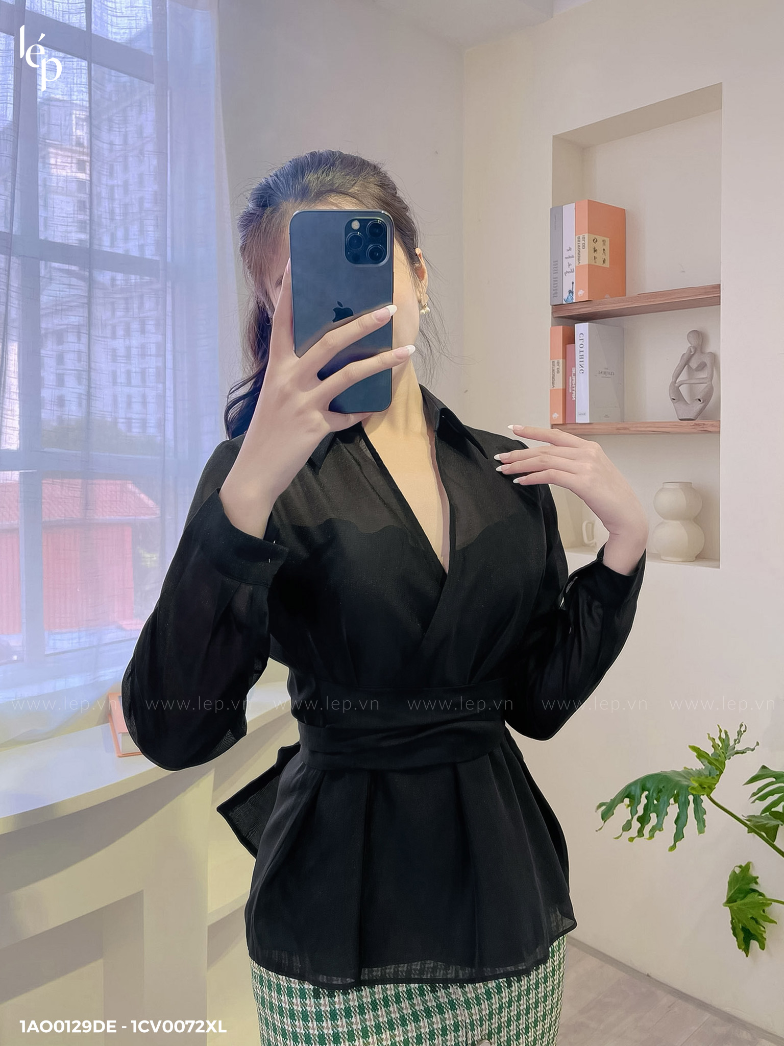 Áo sơ mi nữ wrap tơ nến 1AO0129DE Lep'