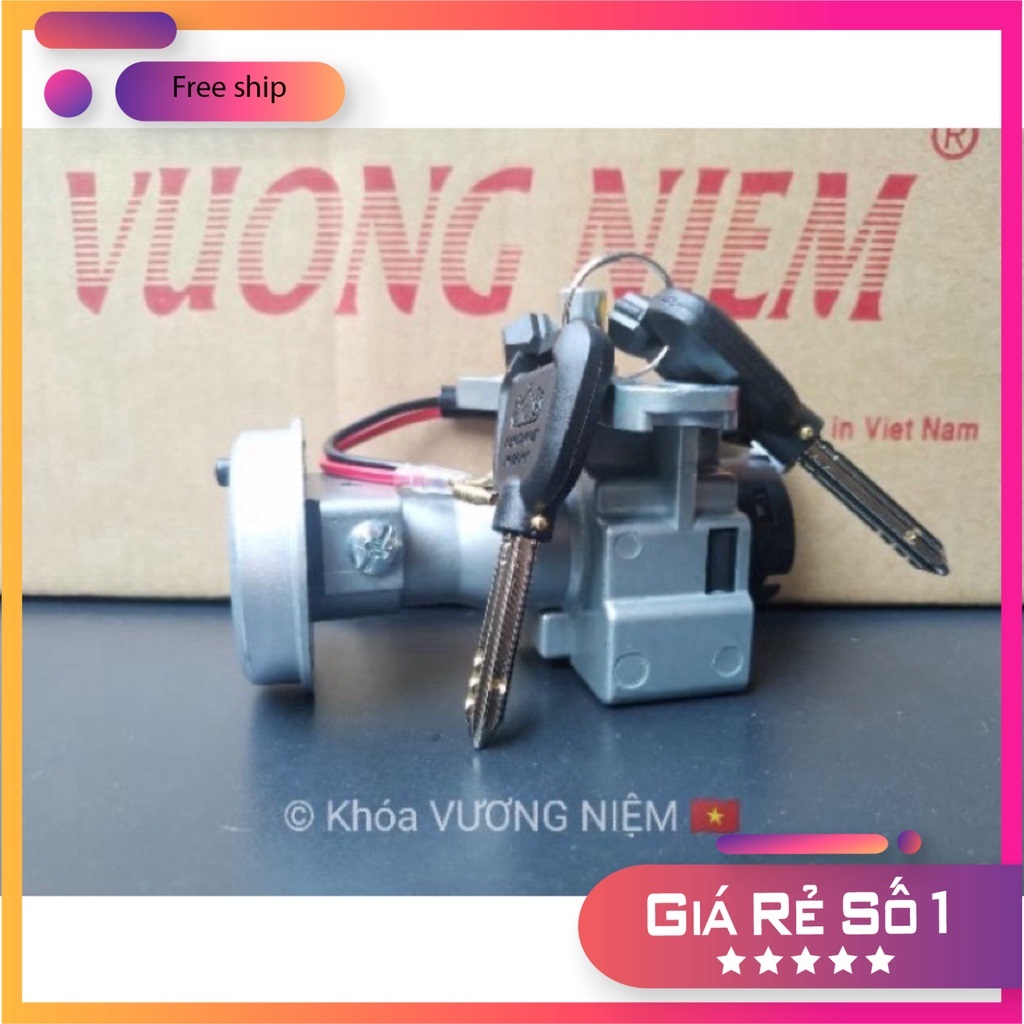 Bộ Ổ Khoá điện chính hãng VƯƠNG NIỆM gắn Xe Airblade 110 Đời 2007 ĐẾN 2011, HONDA Airblade 125 2013 ĐẾN 2015, ổ khoá chống trộm 6 cạnh cao cấp, phụ tùng xe máy giá sỉ
