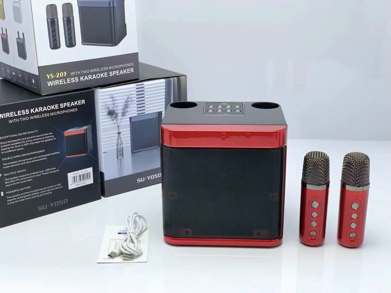 [ Loa Hot - SALE CỰC KHỦNG ] Loa Nghe Nhạc, Karaoke Bluetooth Su-Yosd YS-203 Cao Cấp Kèm 2 Micro Không Dây, Công Suất Lớn - Loa Bass Mạnh, Âm Thanh Cực Chắc, Chống Rè, Chống Hú, Kết Nối Bluetooth - USB - Thẻ Nhớ - AUX, Dễ Dàng Tuỳ Chỉnh Kokomi ssa