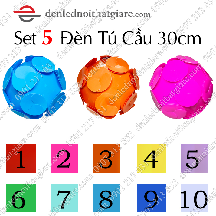 Set 5 Đèn Lồng Nhựa Tú Cầu 30cm