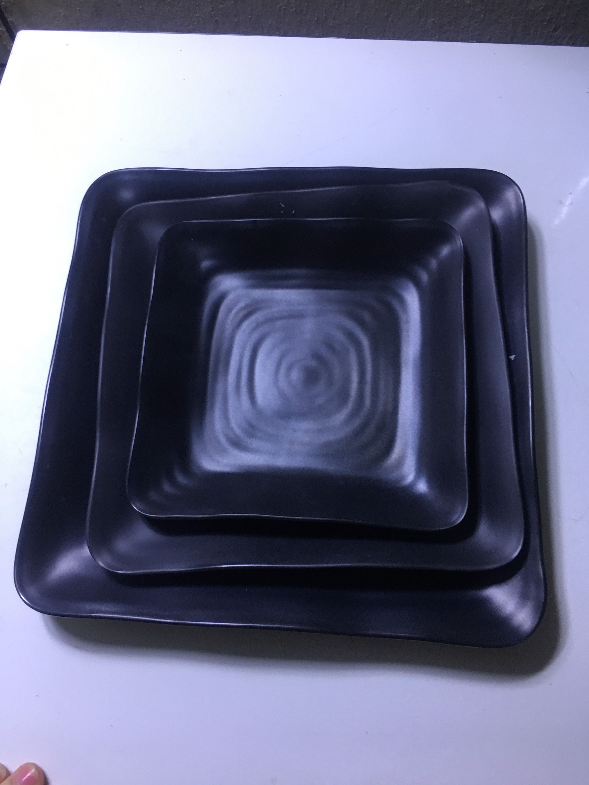 Dĩa vuông nhựa Melamine đen nhám nhiều Size