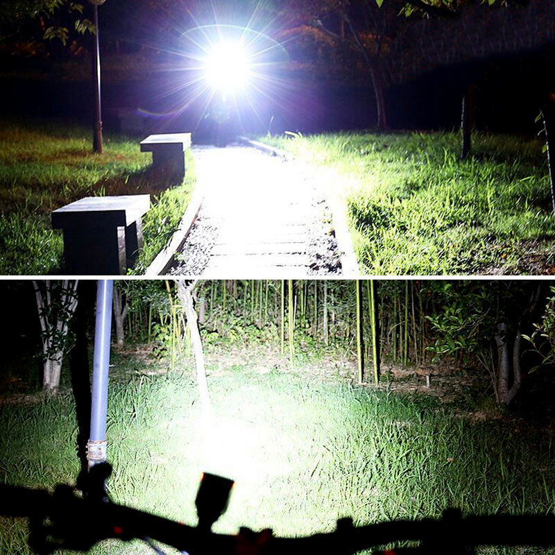 Front LED Mountain Bike Light 3 Modes Solar Charging Waterproof USB Rechargeable