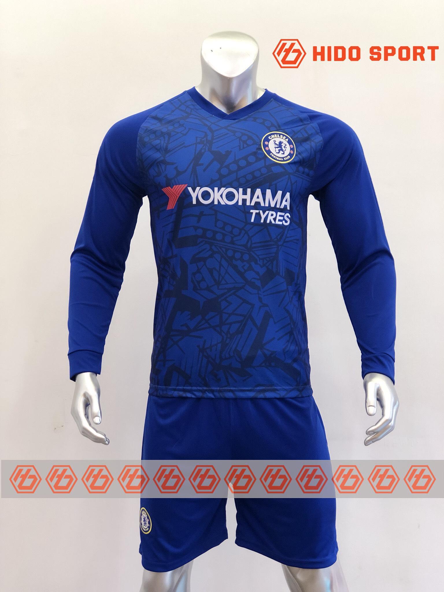 Bộ Quần áo Bóng đá Tay Dài Chelsea Màu Xanh Bích đồ đá Banh Mới 2019 20