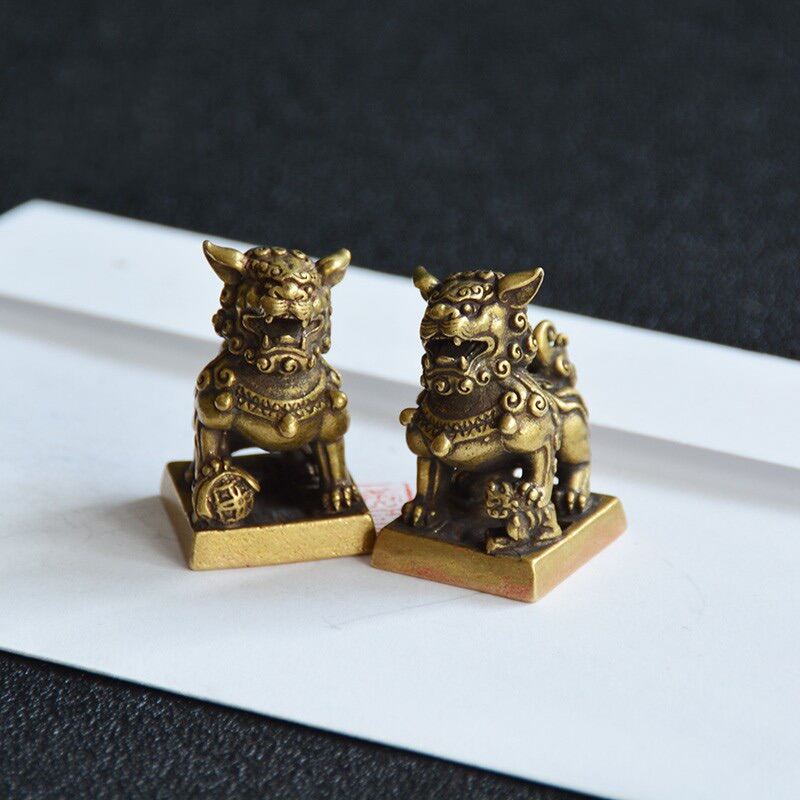 Tượng đồng mini phong thuỷ , con dấu tỳ hưu mini