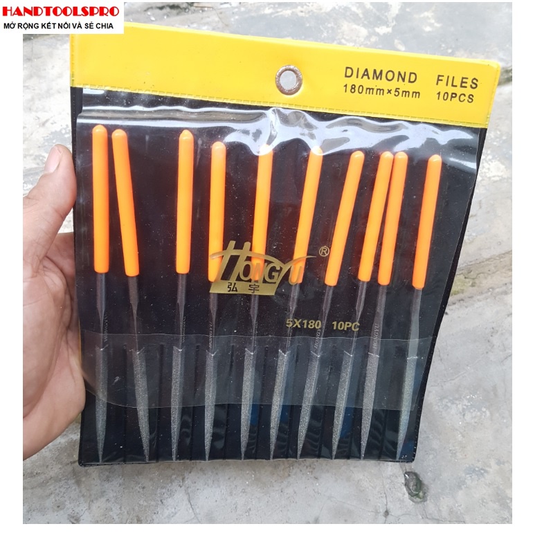 Bộ dũa kim cương tam giác 10 món 5x180mm hongyu