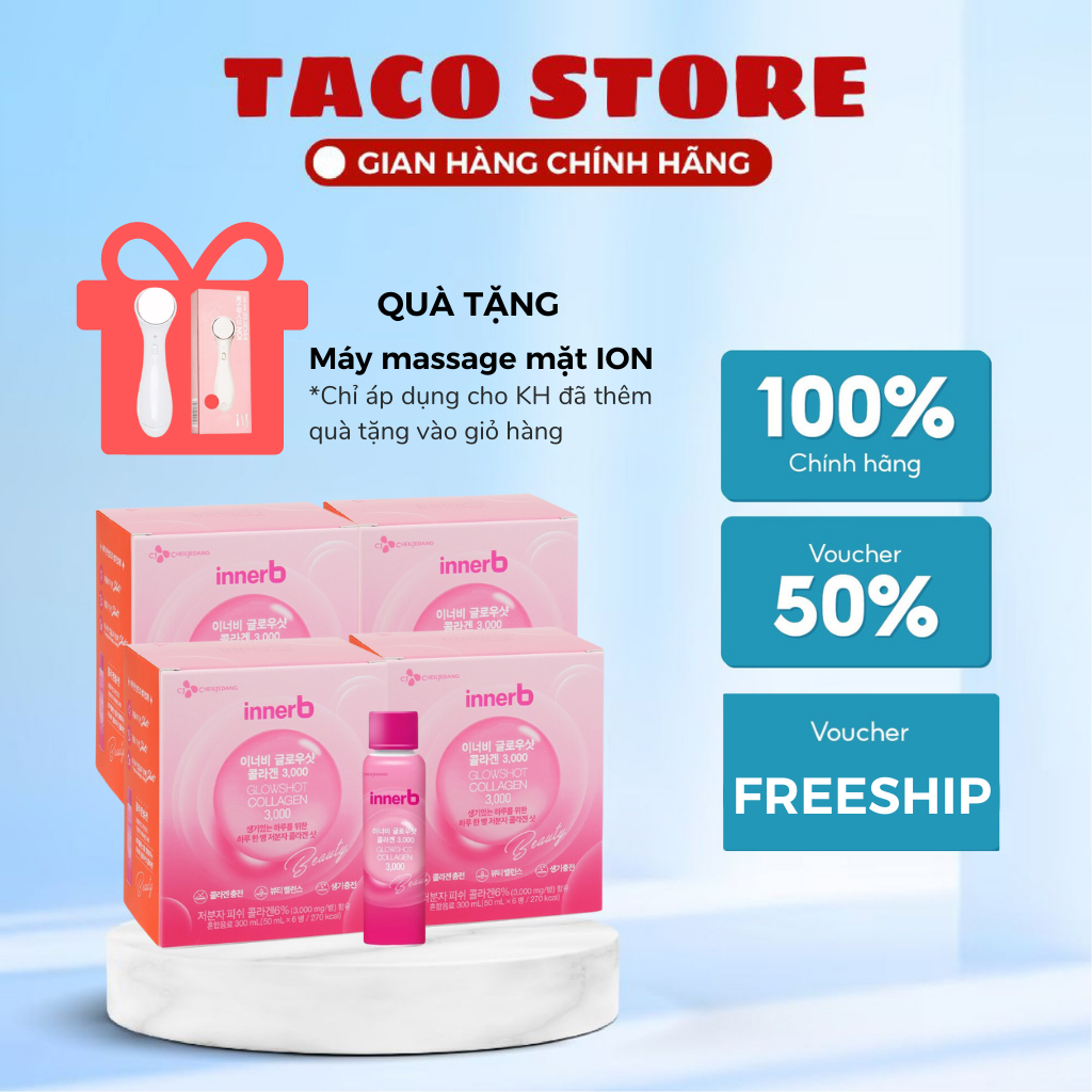 Nước uống đẹp da innerb collagen glowshot hộp 6 chai