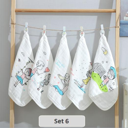 Set 5 khăn xô 6 lớp dày dặn siêu thấm hút