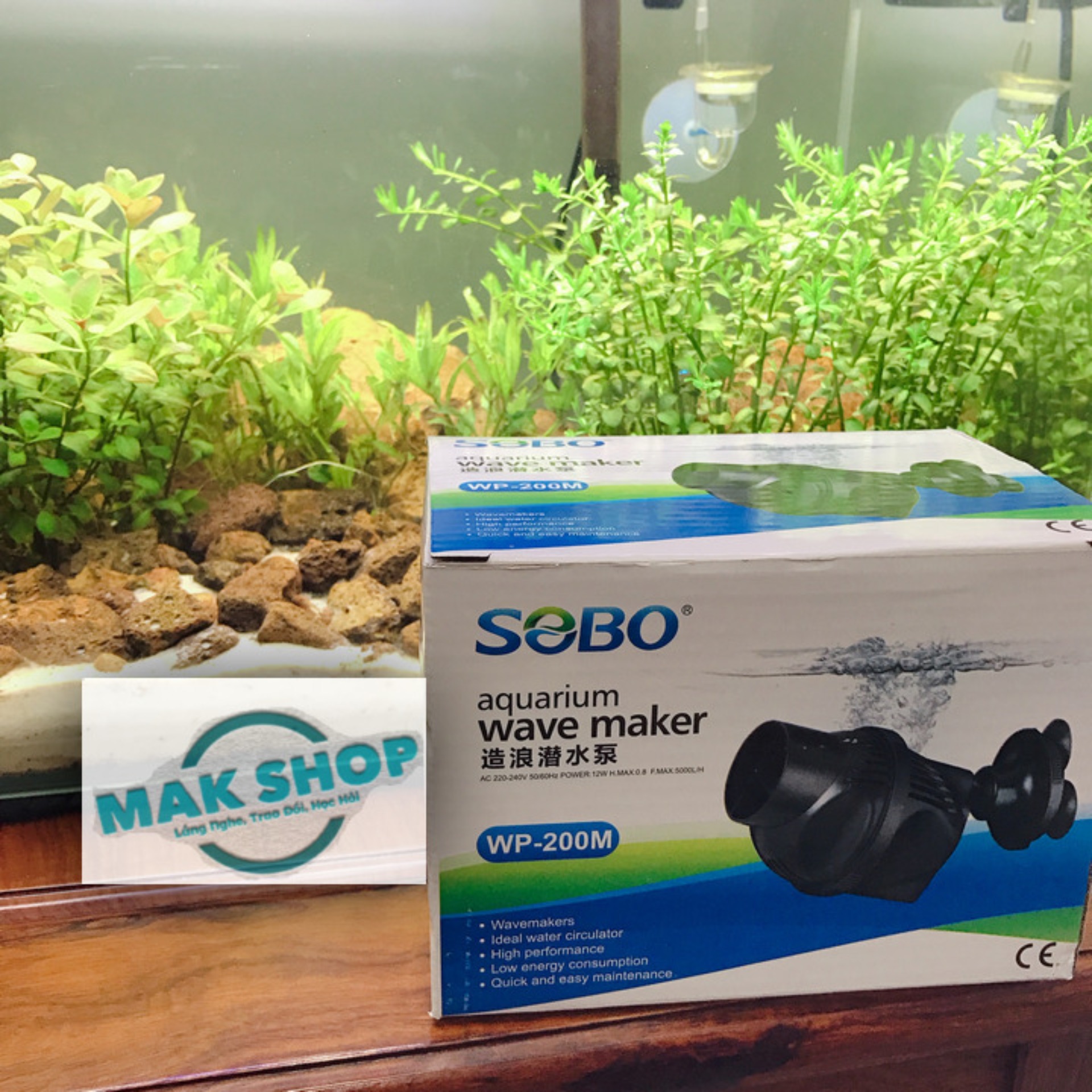 Máy Thổi Luồng, Tạo Sóng Sobo WP-200M 12W Cho Hồ Cá Cảnh, Tạo Dòng Chảy, Đẩy Phân,1 Công Đôi Việc
