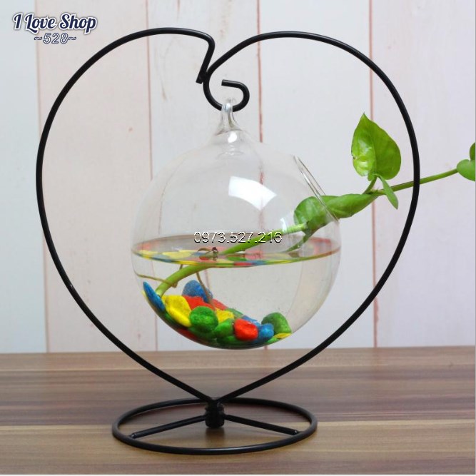 Bể cá mini để bàn hình trái tim mẫu 01 (Tặng Combo phụ kiện trang trí)