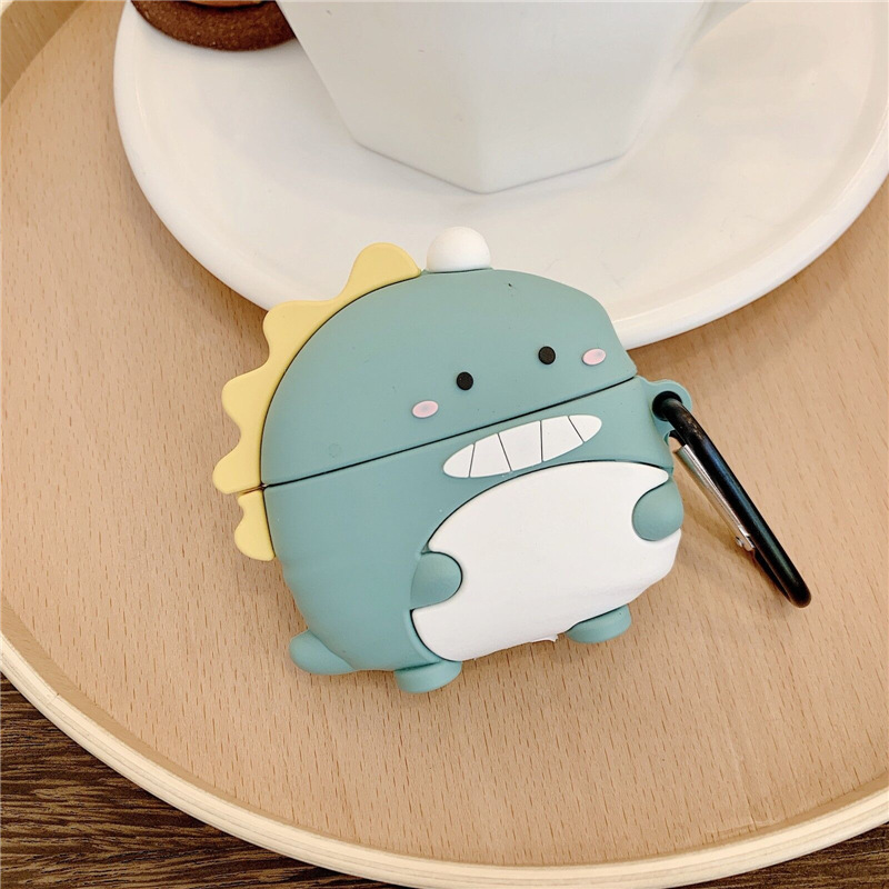 🔥Case Airpods Bảo Vệ Tai Nghe Hình Khủng Long Cute 2🔥Màu Xanh Lá/ Hồng - Phù Hợp Với Airpods 1-2 Siêu Cute Dễ Thương