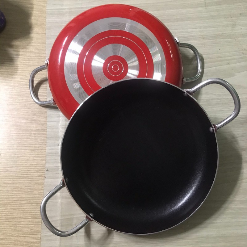 Chảo 2 quai 22cm và chảo 1 quai 18cm chống dính cao cấp, hợp kim nhôm, dẫn nhiệt tốt, an toàn và tiện lợi