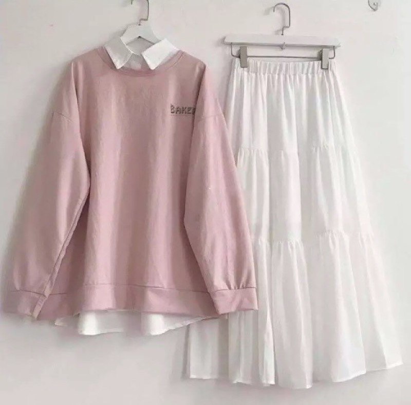 Sét váy nữ kèm áo cực đẹp mặc đi chơi đi tiệc, siêu dễ thương 8 (SET VÁY ÁO HỒNG)