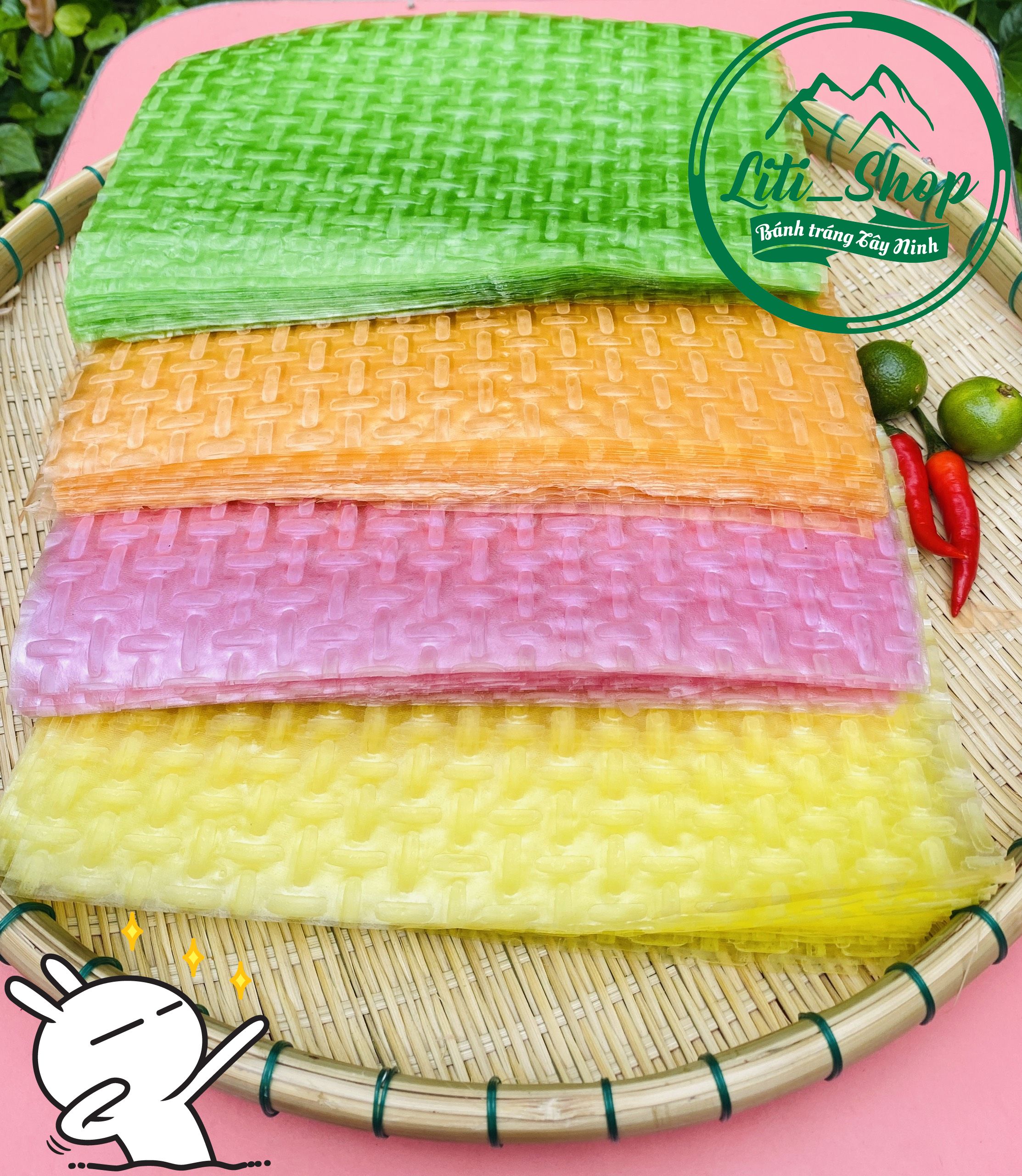 Bánh tráng Vuông 4 màu 500Gr
