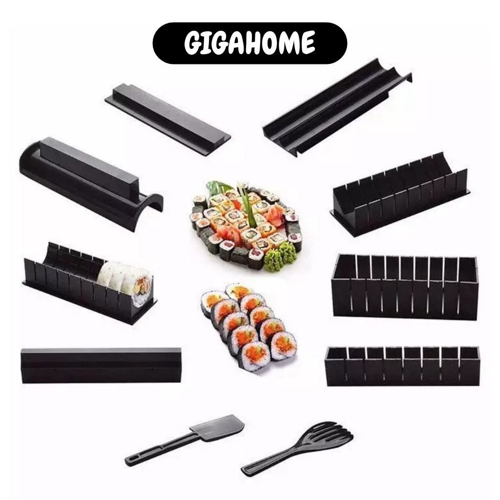 Bộ khuôn dụng cụ làm sushi, cơm cuộn gigahome 10 món tiện lợi, nhanh chóng 3778