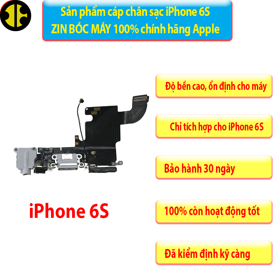 Sản phẩm cáp chân sạc iP 6, 6S, 6 Plus, 6S Plus zin bóc máy.