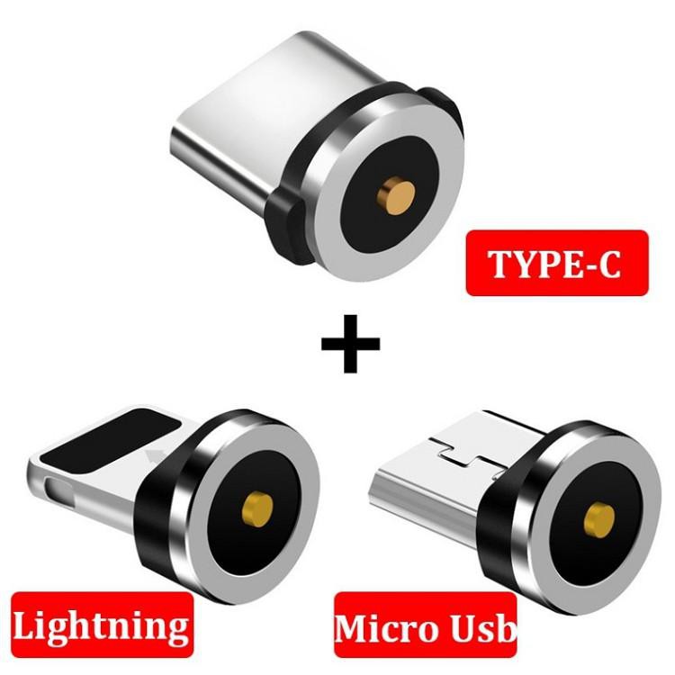 Sạc Nam châm 3 đầu Iphone/ micro USB/ Type C xoay 360 độ dây dù