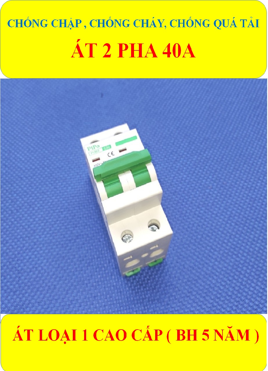 Cầu dao tự động, Aptomat 2 PHA 40A (BH 5 năm ) Chống chập, Chống ngắn mạch, Chống cháy, Chống quá tải HÀNG LOẠI 1 CÁO CẤP (bộ 1 sản phẩm)