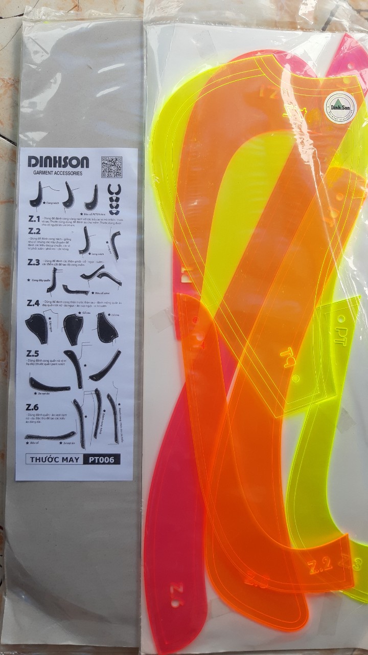 Bộ thước 6 cây sử dụng vẻ đường cong