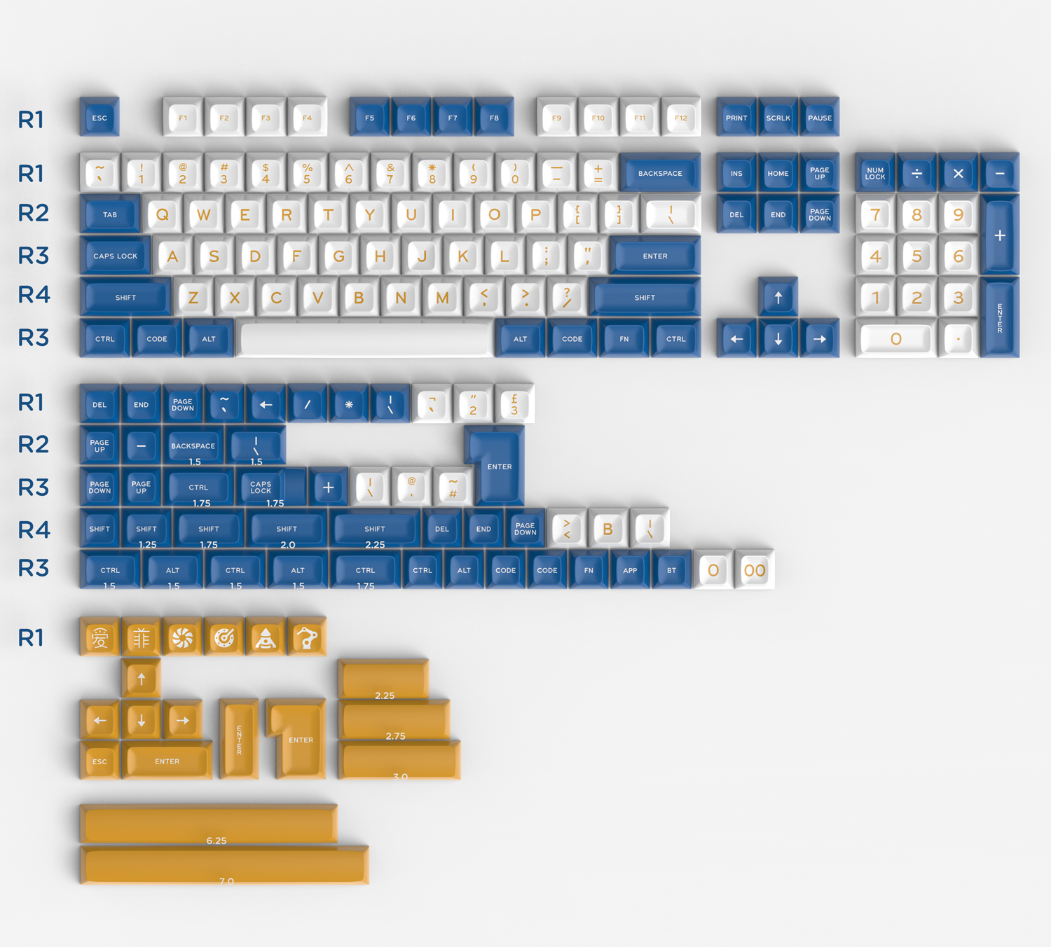 Keycap SA Aifei Wahtsy kiểu in doubleshot, SA profile, 172 nút bàn phím cơ
