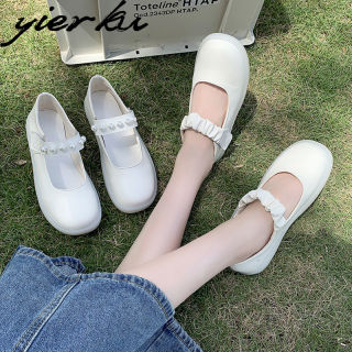 YierkuGiày y tá đế mềm gân bò của phụ nữ 2022 mùa xuân và mùa thu mới kết hợp toàn bộ ngọc trai trắng không mỏi chân thoải mái giày trắng nhỏ thumbnail