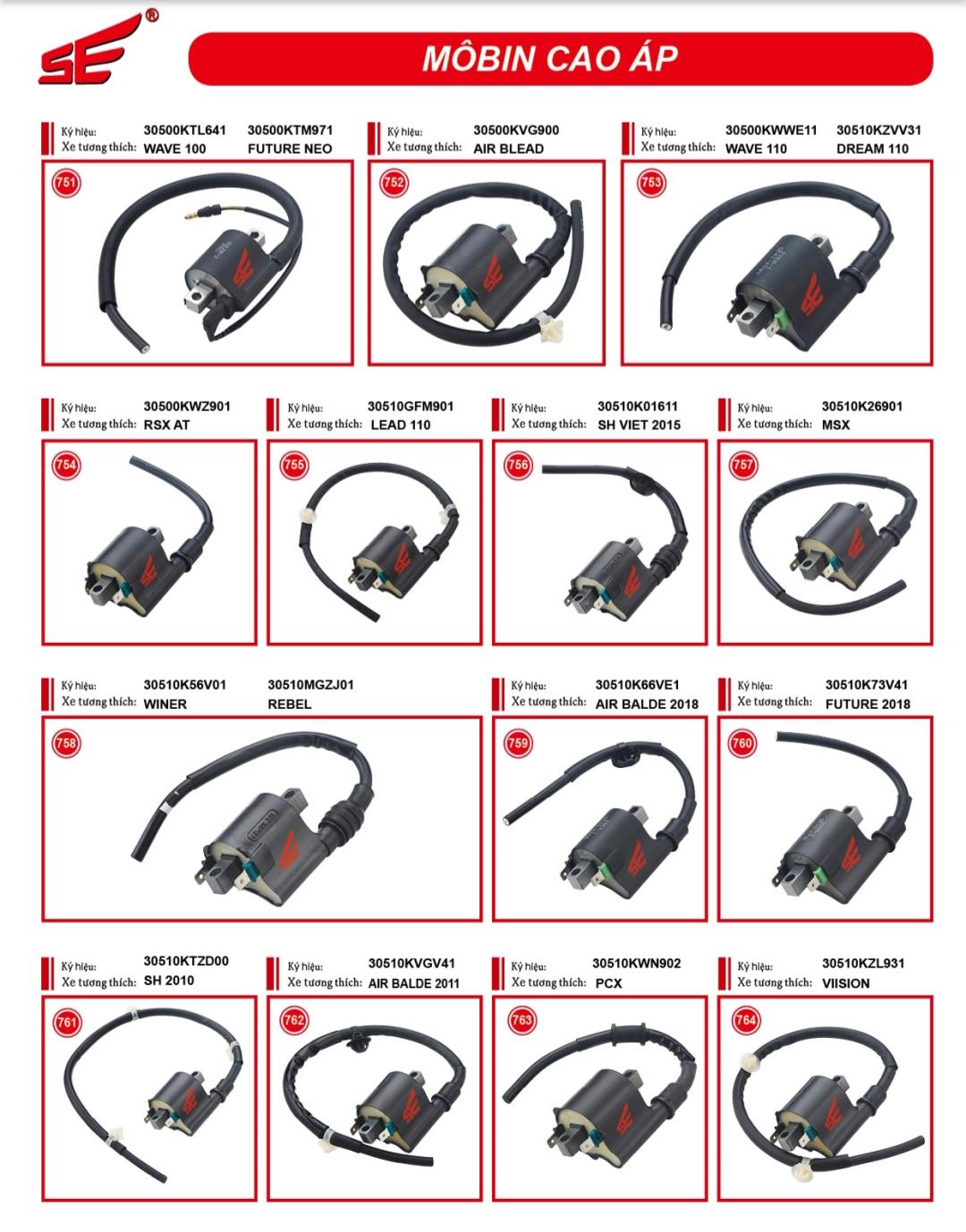 Mô Bin sườn cao áp cho xe Wave 100cc, Future Neo