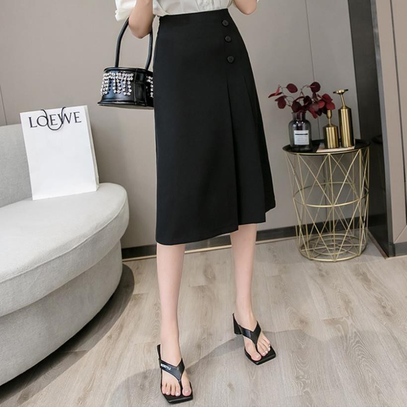 Chân váy công sở dài phối 3 cúc