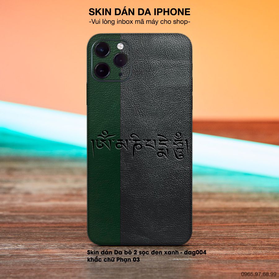 Miếng dán da khắc hình chữ Phạn cho iPhone (inbox mã máy cho shop)