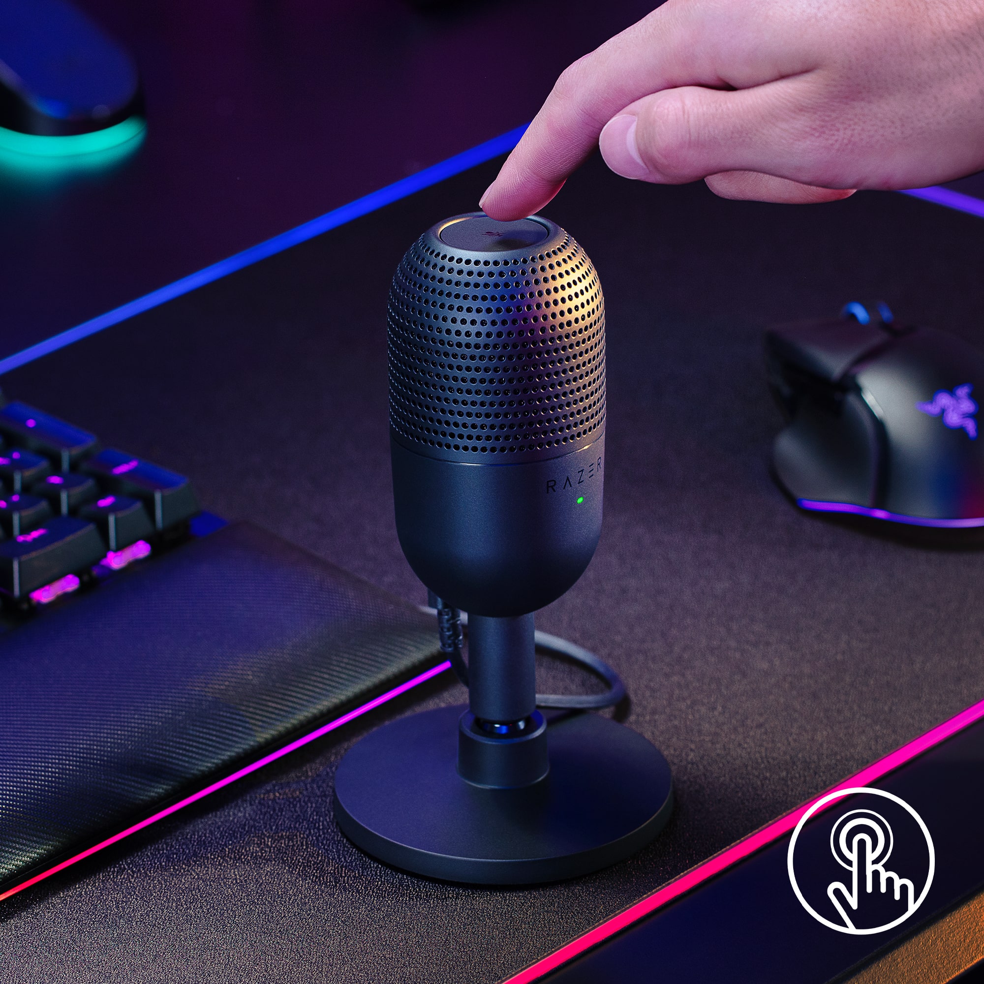 Micro Razer Seiren V3 Mini | Ultra-Compact USB Microphone | Supercardioid | Tap-To-Mute | Giảm Xóc Tích Hợp