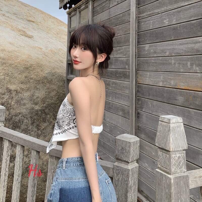 [HCM]Áo yếm hoa văn thổ cẩm không dây sexy