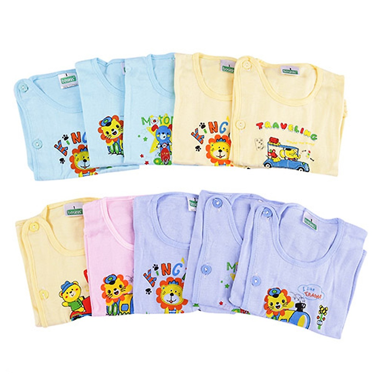 [HCM]Bộ 10 Áo Sơ Sinh Tay Dài Màu Cho Bé 2-15 Ký Áo Tay Dài Hoạ Cho Bé Sơ Sinh