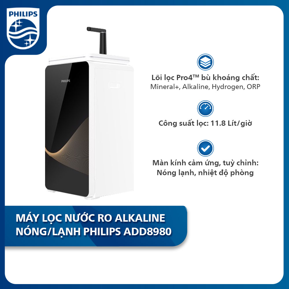 [Trả góp 0%] Máy lọc nước RO Alkaline Nóng/Lạnh Philips ADD8980