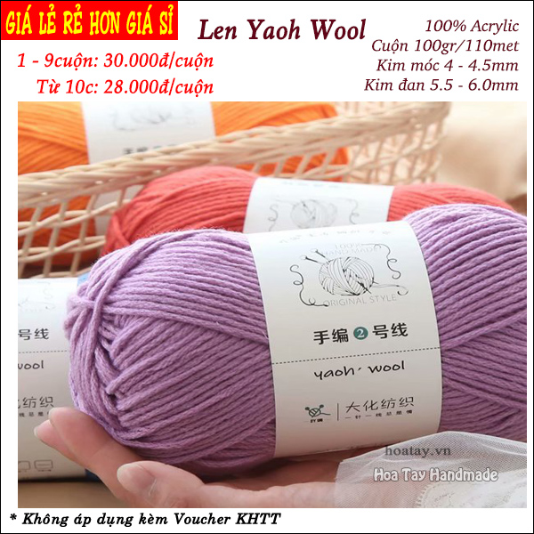 Len Yaoh Wool - Len đan móc khăn mũ Hoa Tay Handmade