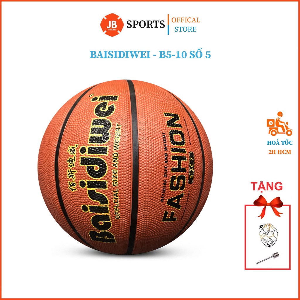 Quả bóng rổ cao su basidiwei b5-10 số 5 tiêu chuẩn - tặng kèm kim bơm và lưới đựng bóng