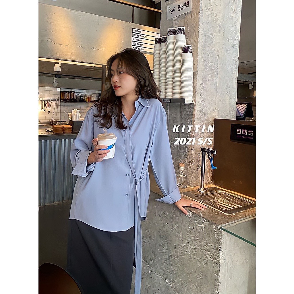 [FREESHIP + HOÀN TIỀN 50K] Áo Sơ Mi Lụa Eo Nơ Dài Tay 🦋 Áo Somi Nữ Buộc Eo Trơn 3 Màu 🦋