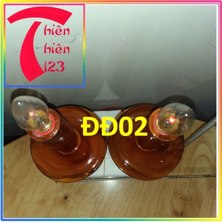 Cặp đèn thờ gỗ tràm. đèn thờ cúng trang trí phong thủy .(đèn đĩa)
