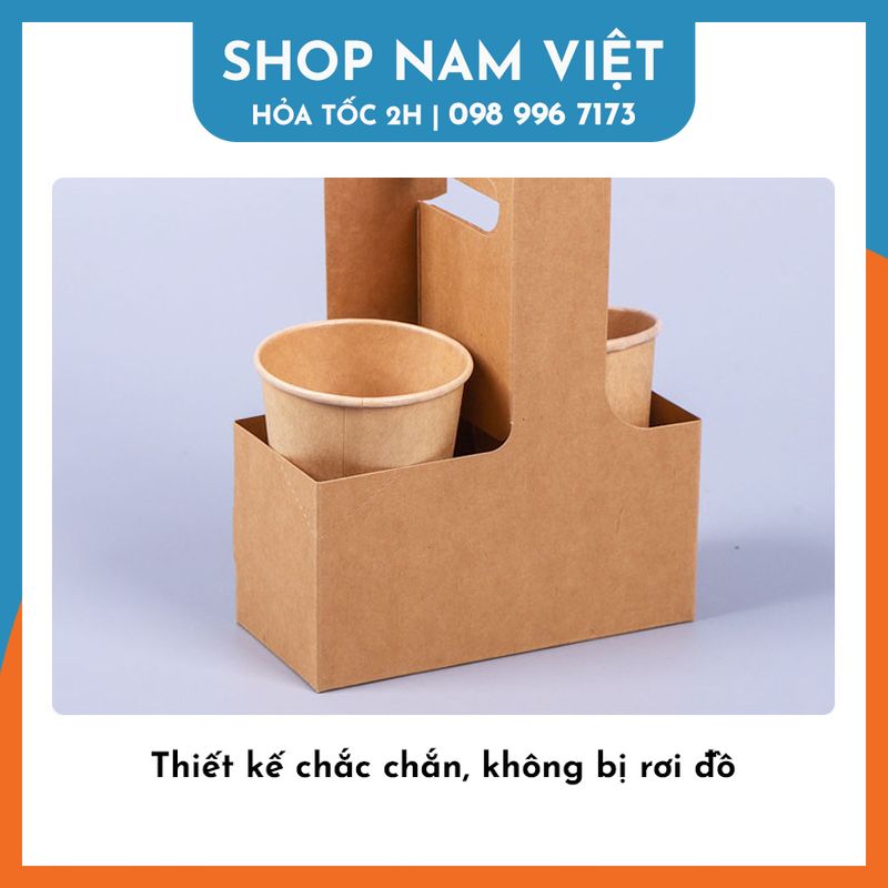 Túi Giấy Kraft 2 Ngăn Đựng Ly Nước và Hoa