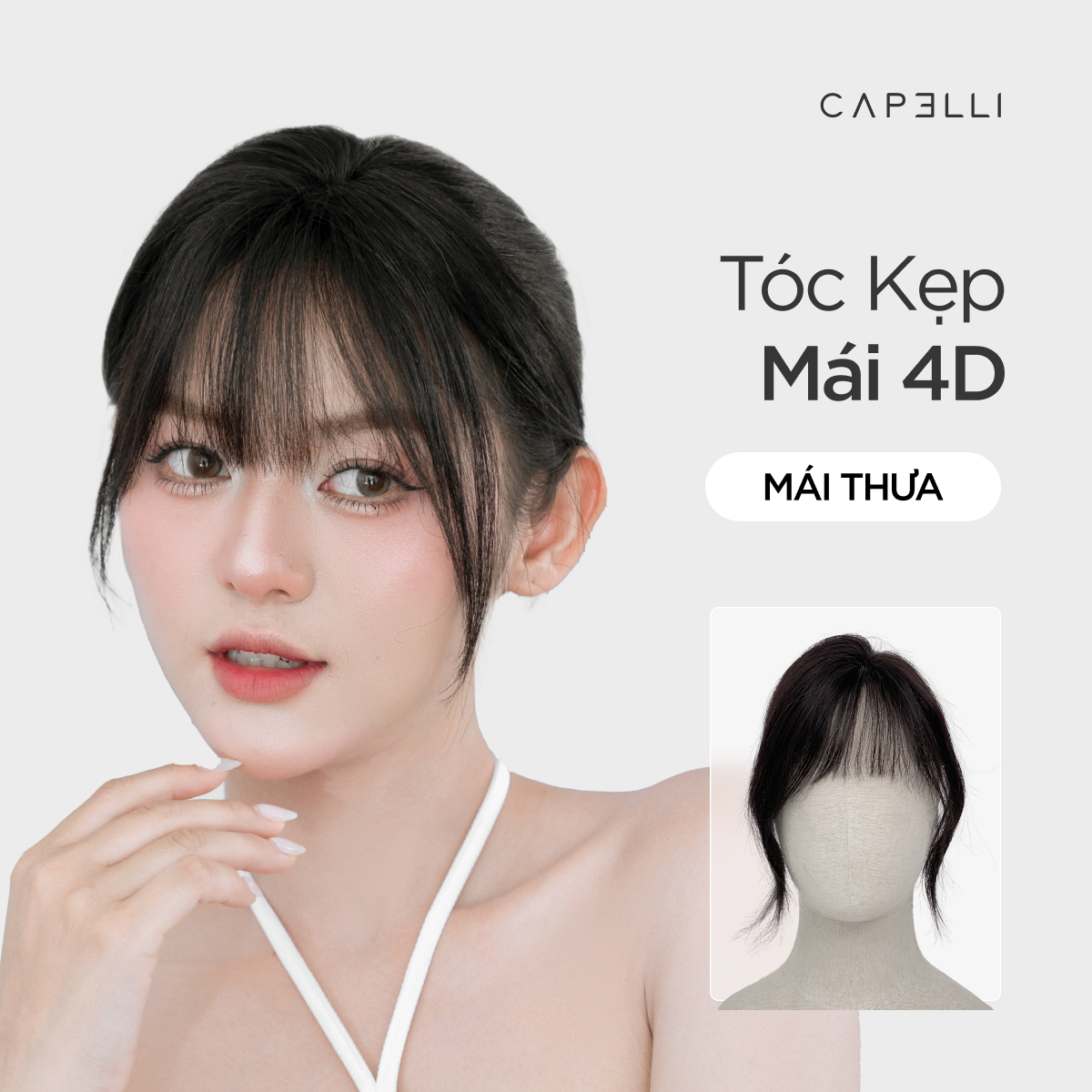 Tóc Kẹp Mái CAPELLI Mái 4D Siêu Da Đầu, Phủ Hói Toàn Diện