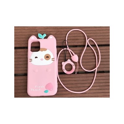 Ốp Lưng Lofter Hình Mèo Fresh Peach Silicone Cho Iphone