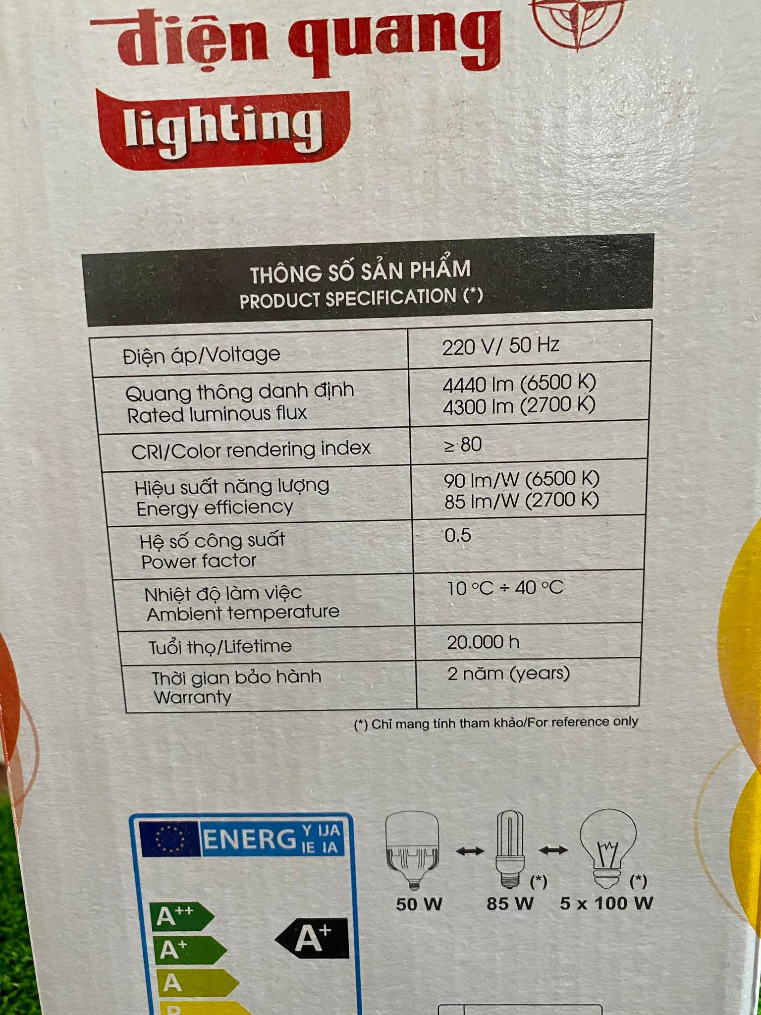 bóng led bulb 50w điện quang
